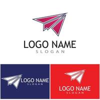 Plantilla de ilustración de vector de logotipo de avión de papel