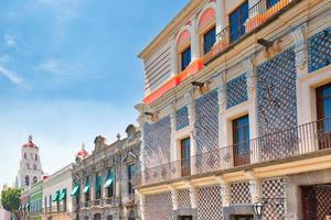 Colorful Puebla streets in Zocalo historic city center photo