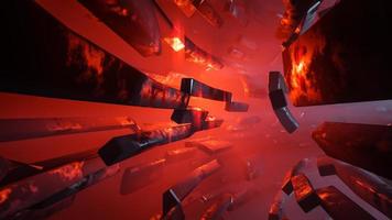 Abstract geometric background sci-fi construction of tube or space station red glowing light.,3d model and illustration. photo