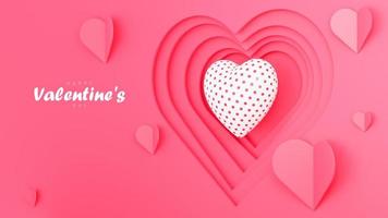Happy valentine's day wallpaper in paper style with many hearts 3d objects on pink background.,3d model and illustration.