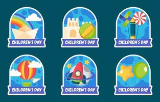 Set of Children's Day Stickers vector