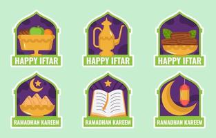 Set of Ramadhan Month Stickers vector