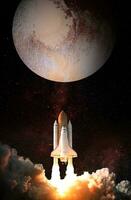 Space Shuttle takes off to Pluto. Elements of this image furnished by NASA. photo