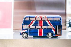 British flag screen on the toy bus. photo