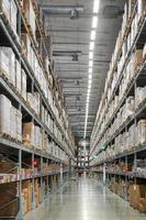 warehouse and distribution center with a lot of stock promptly furniture, home decoration on shelf photo