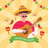 Man Playing Guitar At Cinco De Mayo Event vector