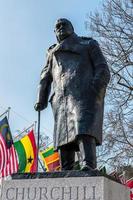 LONDON, UK, 2018. Statue of Winston Churchill in Parliament Square photo