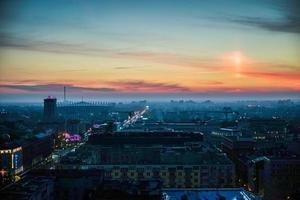 Early morning view over the skyline in Warsaw