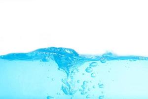 Blue surface water and air bubble isolated on white background photo