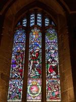 NEWCASTLE UPON TYNE, TYNE AND WEAR, UK, 2018. Stained Glass Window in the Cathedral in Newcastle upon Tyne, Tyne and Wear on January 20, 2018 photo