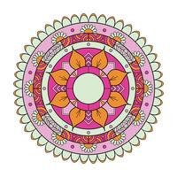 Mandala flowers with colored, geometric ethnic decorations. photo