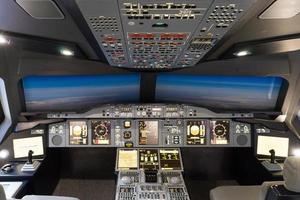 Londres, Reino Unido, 2014. Simulador de vuelo del Airbus A-380-800 foto