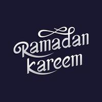 ilustración tipográfica vectorial de la etiqueta retro ramadan kareem manuscrita con fondo oscuro. composición de letras del mes sagrado musulmán. ilustración vectorial vector