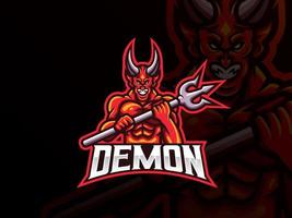 diseño de logotipo deportivo de mascota demoníaca vector