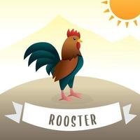 Cute vector cartoon Rooster. Adorable rooster cartoon, Vector cartoon cute colorful chicken. Cartoon rooster crowing, Cute cartoon rooster vector