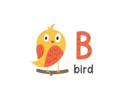 Vector illustration of alphabet letter B and bird