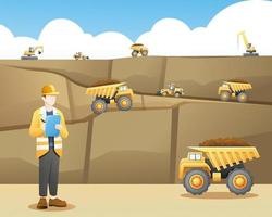 Mining worker taking note with a mining background vector