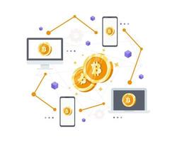 Cryptocurrency and blockchain technology concept vector