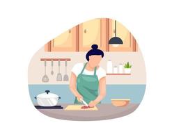 Women cook at home illustration vector