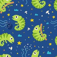 Vector seamless pattern Cute iguana