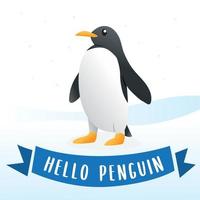 Cute cartoon penguin. Cute Penguin Character Cartoon Illustration, Penguin on the snow. Cute penguin, Antarctic bird, animal illustration vector
