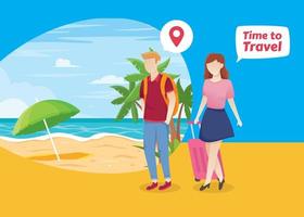 Young couple going on vacation illustration vector