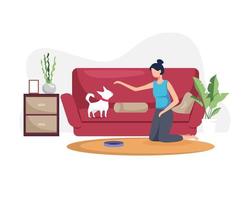 Playing with pet vector illustration