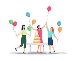 Group of joyful people celebrating Birthday party vector