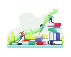 People climbing books vector