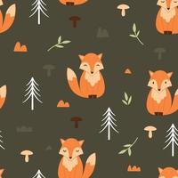 Adorable little fox seamless pattern vector