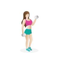 Girl with long hair does sport a dynamic exercise vector