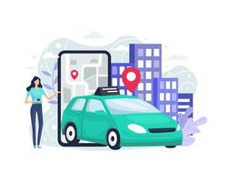 Online taxi or car sharing illustration vector