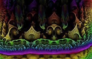 diseño fractal generado por ordenador abstracto. Ilustración 3d de un hermoso conjunto de mandelbrot matemático infinito fractal. foto