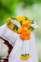 Yellow and Orange Marigold garland photo