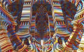 diseño fractal generado por ordenador abstracto. Ilustración 3d de un hermoso conjunto de mandelbrot matemático infinito fractal. foto