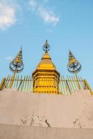 Phusi pagoda on the top of Phusi hill in Luangprabang, Laos. photo