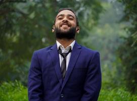 a man makes lots of money in stock market and happy photo