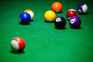 Pool table and ball in a club house stock photo