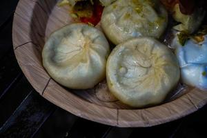 tasty and spicy momos image photo