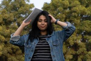 Did some mistake Indian female girl with books photo