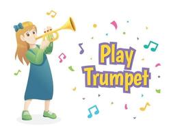 Girl playing trumpet vector