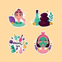 Daily Skincare Routine Sticker Collection vector