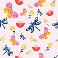 Cute Bugs or Insects Seamless Pattern Background vector