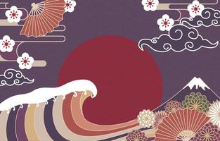 Japanese Style Art Element Background vector