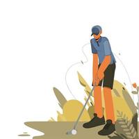 A Man Playing Golf in The Field vector