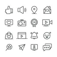 Outline Social Media Reaction and Action Icon Set