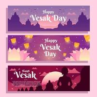 hermosa colección de banners del día de vesak degradado vector