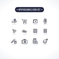 Outline Apothecaries Icon Set vector