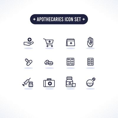 Outline Apothecaries Icon Set