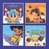 girl's scout y variedad de galletas vector